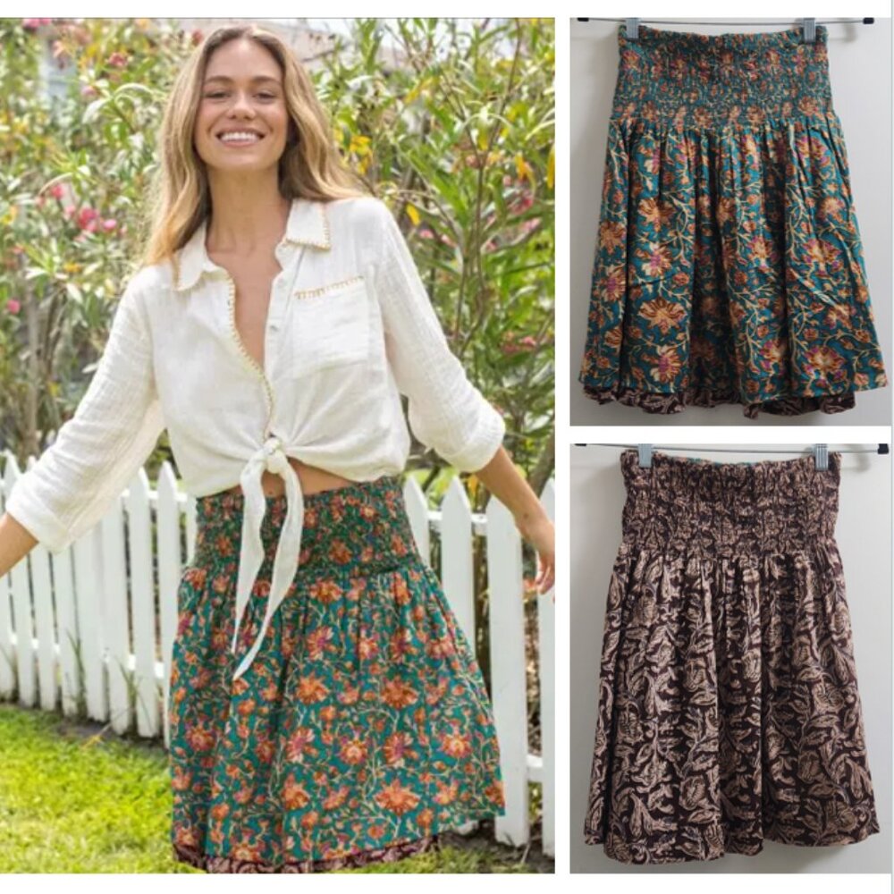 NATURAL LIFE Ruby Reversible Cotton Mini Skirt / Top